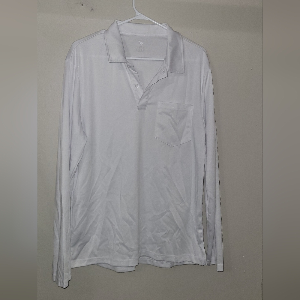 Mens classic jersey polo solid white dress shirt casual w/ chest pocket TRR
